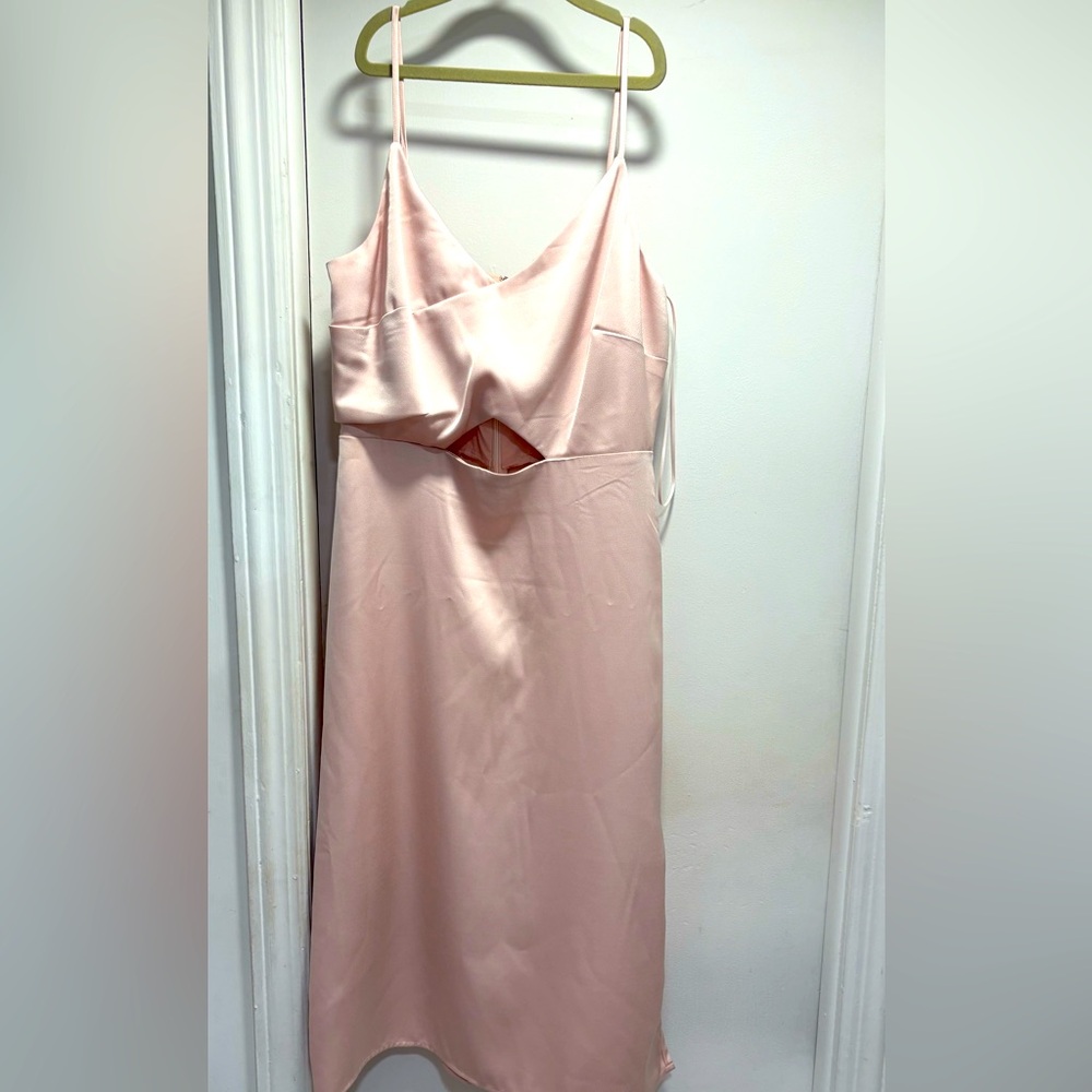:Sam Edelman,Pale Pink Satin Dress with stomach cut-out, Size 6   NWT